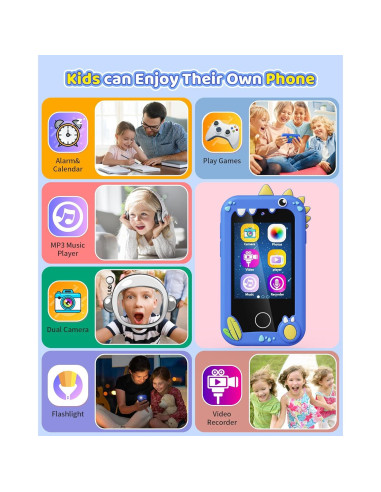 Teléfono de Juguete Kikapabi PH05 Azul con Cámara Doble HD