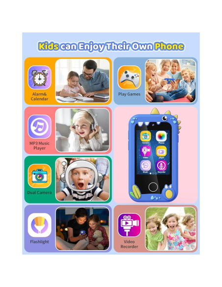 Teléfono de Juguete Kikapabi PH05 Azul con Cámara Doble HD