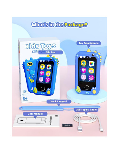 Teléfono de Juguete Kikapabi PH05 Azul con Cámara Doble HD