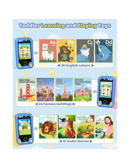 Teléfono de Juguete Kikapabi PH05 Azul con Cámara Doble HD