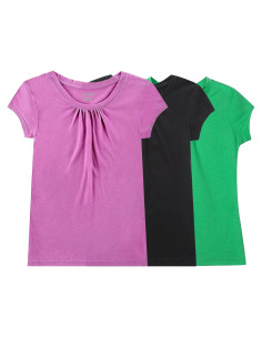 Camisetas de Manga Corta para Niñas Bienzoe - Paquete de 3 Secado Rápido