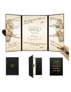 Libro de Firmas de Compromiso DARUNAXY Oro Negro 45.6x30.6cm