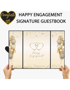 Libro de Firmas de Compromiso DARUNAXY Oro Negro 45.6x30.6cm 2