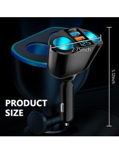 Cargador de Coche CXCCOI 5 Puertos Carga Rápida QC3.0/PD 2