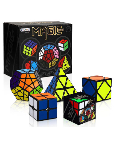 Conjunto de Cubos Mágicos STEAM Life 5 Pack - 3x3, 2x2, Pirámide, Megaminx
