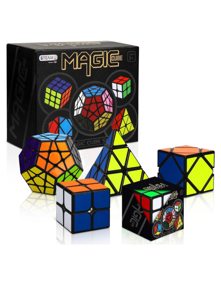 Conjunto de Cubos Mágicos STEAM Life 5 Pack - 3x3, 2x2, Pirámide, Megaminx