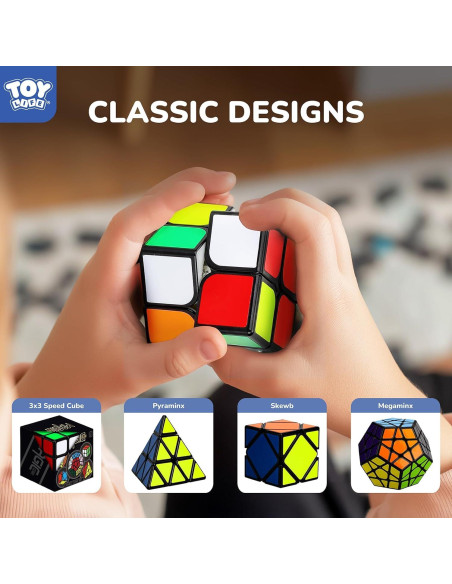 Conjunto de Cubos Mágicos STEAM Life 5 Pack - 3x3, 2x2, Pirámide, Megaminx