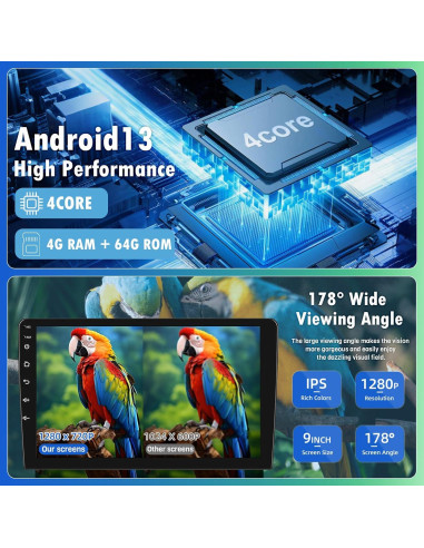 Estéreo Android 13 9" WheelX para Toyota Corolla 2009-2013