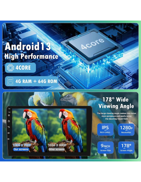 Estéreo Android 13 9" WheelX para Toyota Corolla 2009-2013