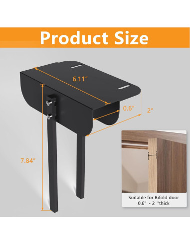 Cerradura Bifold de Metal GZQIUYI Ajustable 1.5-5.1 cm Negra