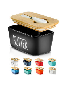 Plato de Mantequilla Hasense Negro con Tapa 650 ml Cerámica