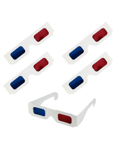 5 Gafas 3D CHTUGEM Rojas y Azules de Cartón para Películas