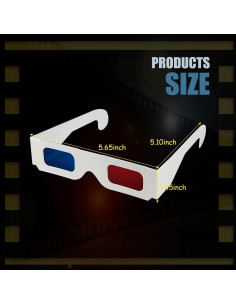 5 Gafas 3D CHTUGEM Rojas y Azules de Cartón para Películas 2