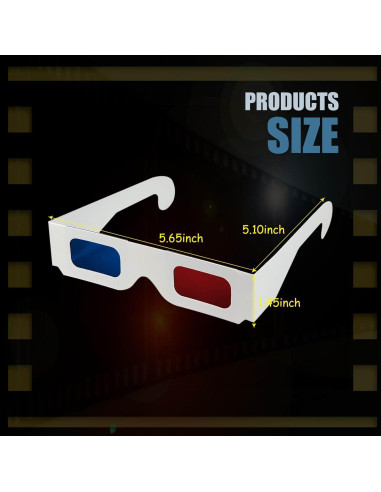 5 Gafas 3D CHTUGEM Rojas y Azules de Cartón para Películas
