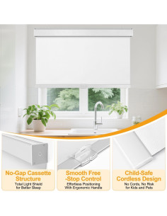 Persiana enrollable blackout Hidpriva 114.3x182.9 cm blanca 2