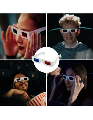 5 Gafas 3D CHTUGEM Rojas y Azules de Cartón para Películas