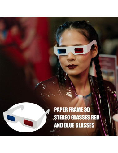 5 Gafas 3D CHTUGEM Rojas y Azules de Cartón para Películas