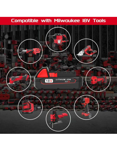 Paquete de 2 Baterías Litio Ion 18V 3000mAh WORTHMAH