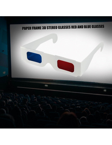 5 Gafas 3D CHTUGEM Rojas y Azules de Cartón para Películas