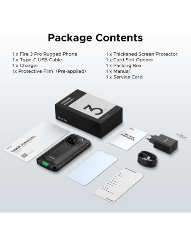 DOOGEE Fire 3 Pro Teléfono Resistente 16GB/128GB IP68 Verde