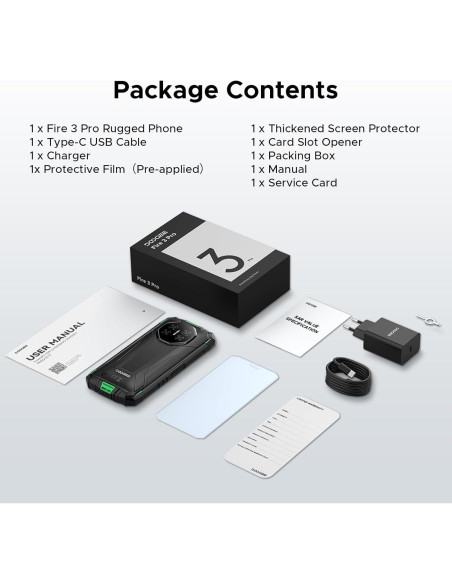 DOOGEE Fire 3 Pro Teléfono Resistente 16GB/128GB IP68 Verde