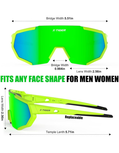 Gafas de Sol Deportivas X-TIGER con 5 Lentes Intercambiables
