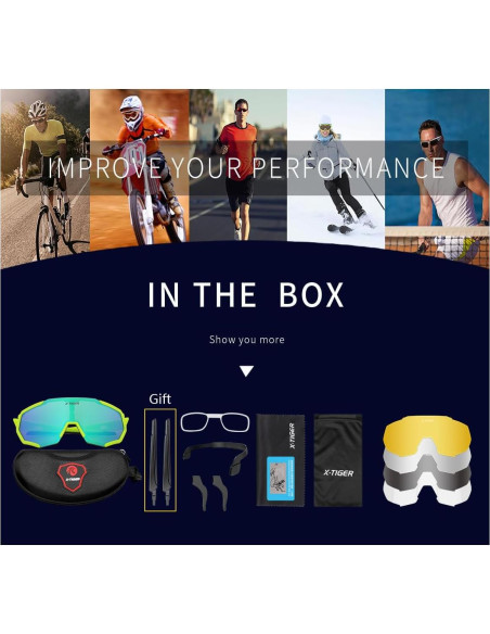Gafas de Sol Deportivas X-TIGER con 5 Lentes Intercambiables Gafas de Sol Deportivas X-TIGER con 5 Lentes Intercambiables