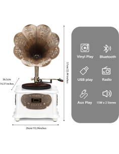 Fonógrafo Retro Hofeinz VS-1722 con Bluetooth y USB 2