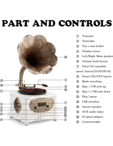 Fonógrafo Retro Hofeinz VS-1722 con Bluetooth y USB