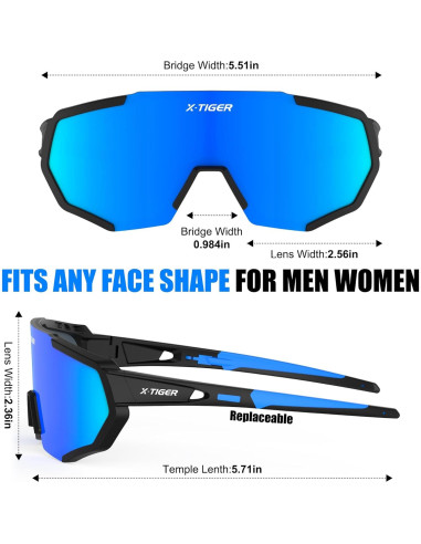 Gafas de Sol X-TIGER Polarizadas con 5 Lentes Intercambiables