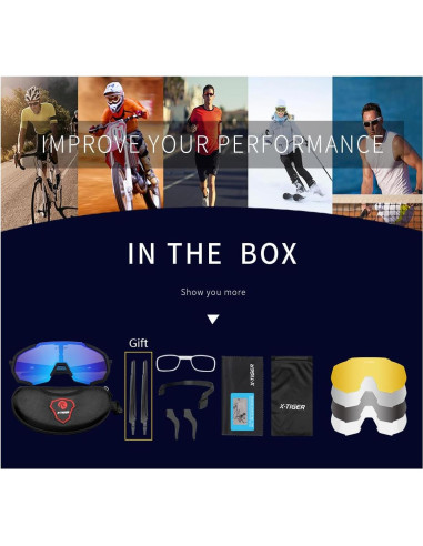 Gafas de Sol X-TIGER Polarizadas con 5 Lentes Intercambiables