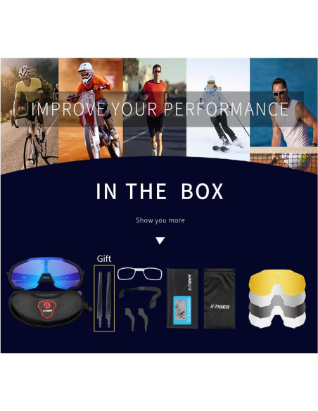 Gafas de Sol X-TIGER Polarizadas con 5 Lentes Intercambiables Gafas de Sol X-TIGER Polarizadas con 5 Lentes Intercambiables