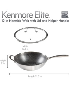 Wok Kenmore Elite Luke 30,48 cm Acero Inoxidable con Tapa 2