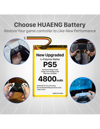 Batería Reemplazo SHENMZ PS5 4800mAh Li-ion DualSense