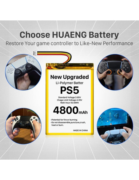 Batería Reemplazo SHENMZ PS5 4800mAh Li-ion DualSense