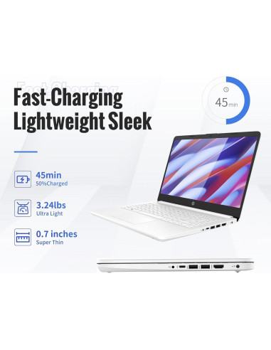 Portátil HP 14" Intel Celeron 16GB RAM 64GB SSD Blanco