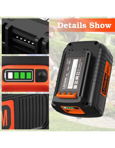 Batería de Litio 40V 3.0Ah Black+Decker Reemplazo S SKSTYLE