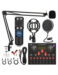 Kit de Podcast BM800 V8 Pro con Micrófono y Mezclador