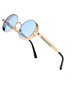 Gafas de sol redondas steampunk HJSUN10 con lentes UV400