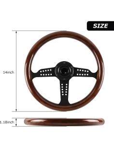 Volante de Madera QYMOPAY 36 cm 6 Agujeros para Rally 2