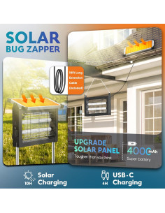 Zapper Solar de Insectos PhatroyYee 4500V Portátil Impermeable 2
