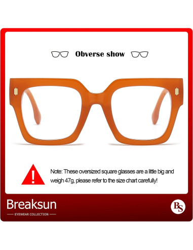 Gafas Breaksun anti luz azul grandes cuadradas 63mm marrón