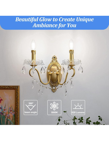 Bombillas LED Candelabra Brightever 6W Luz Diurna 5000K 5 Pzas
