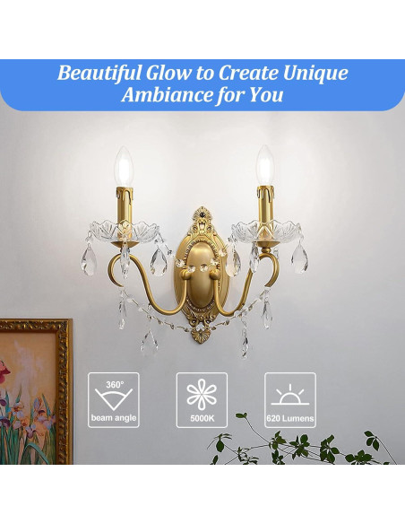 Bombillas LED Candelabra Brightever 6W Luz Diurna 5000K 5 Pzas