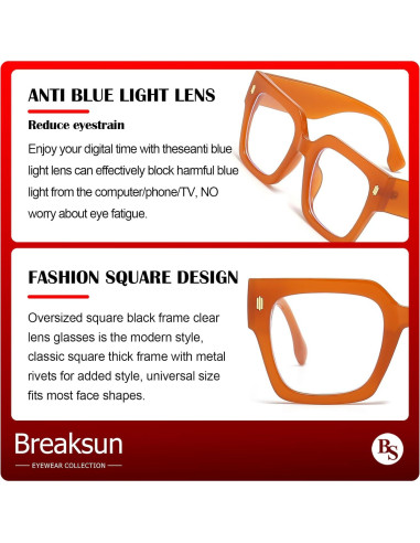 Gafas Breaksun anti luz azul grandes cuadradas 63mm marrón