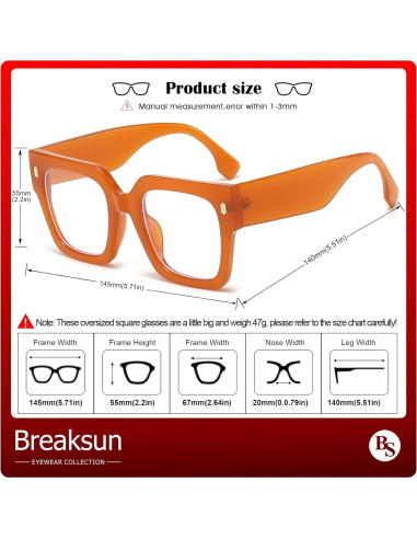 Gafas Breaksun anti luz azul grandes cuadradas 63mm marrón
