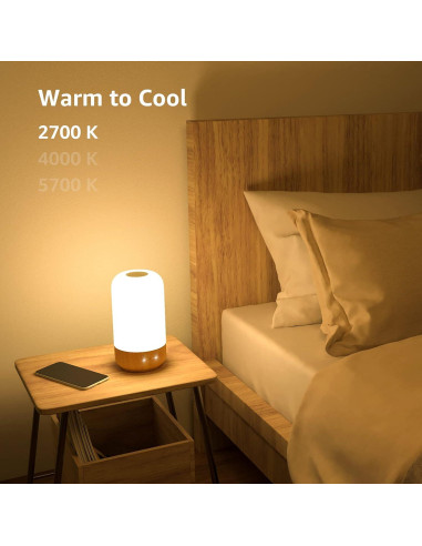 Lámpara de Mesa Lepro LED Táctil Regulable 350lm Madera