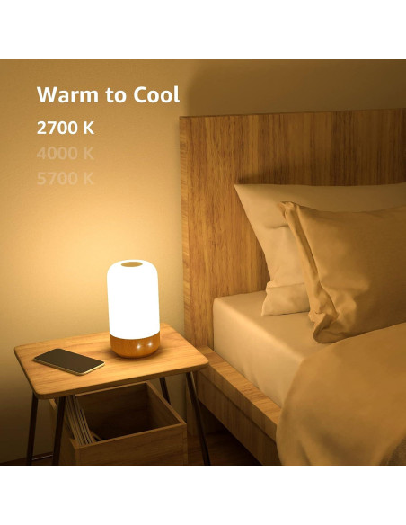 Lámpara de Mesa Lepro LED Táctil Regulable 350lm Madera