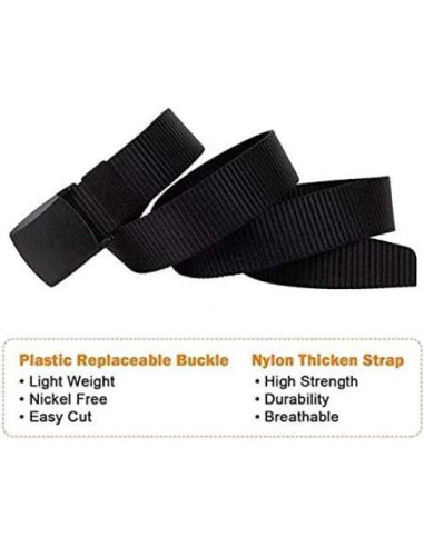3 Cinturones Tácticos Nylon Hombre Ajustables hasta 110 cm