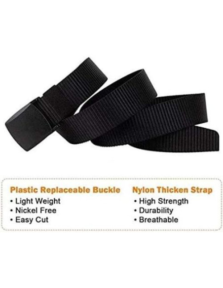 3 Cinturones Tácticos Nylon Hombre Ajustables hasta 110 cm